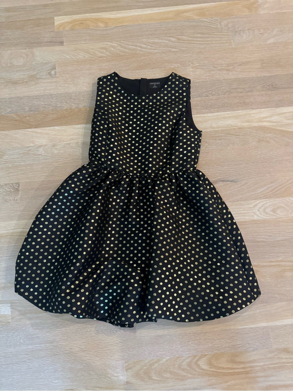 Crewcuts Black Dress with Gold Polka Dots - Girls